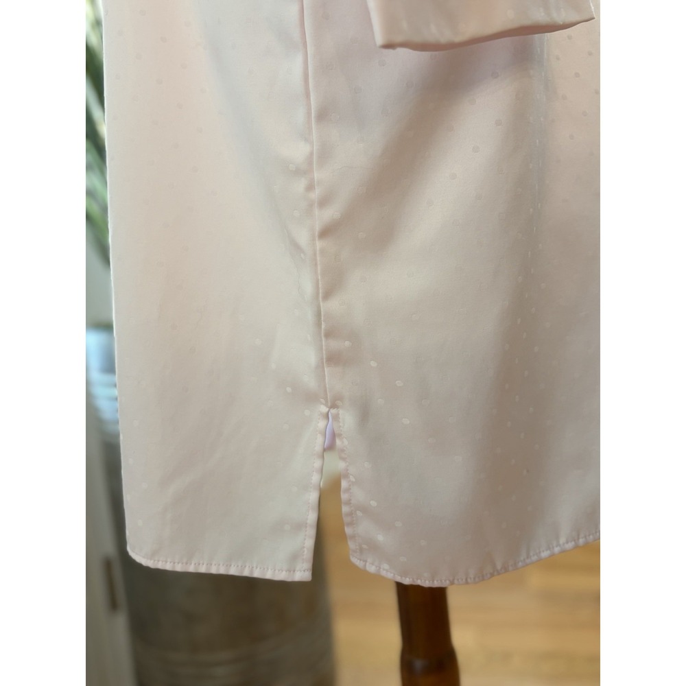 Miss Elaine Pink Nightshirt  Sz Medium Brushed Back Satin Polka Dot Nightgown - Picture 6 of 12